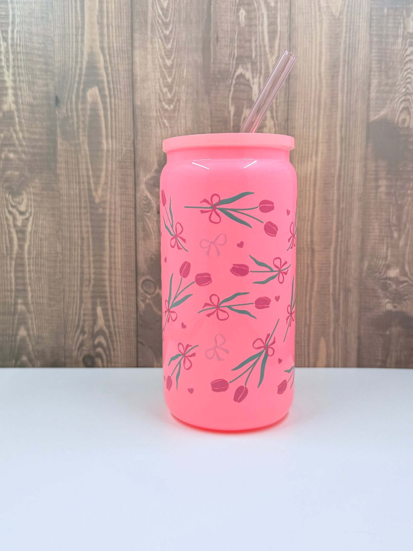 Tulips & Bows - 16oz Glass