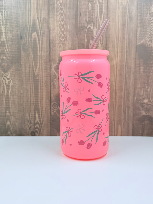 Tulips & Bows - 16oz Glass