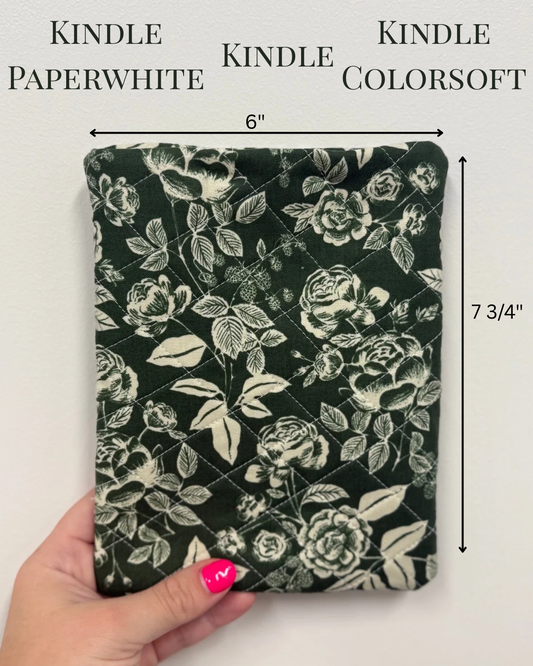 Quilted Kindle Sleeve - Cream Roses